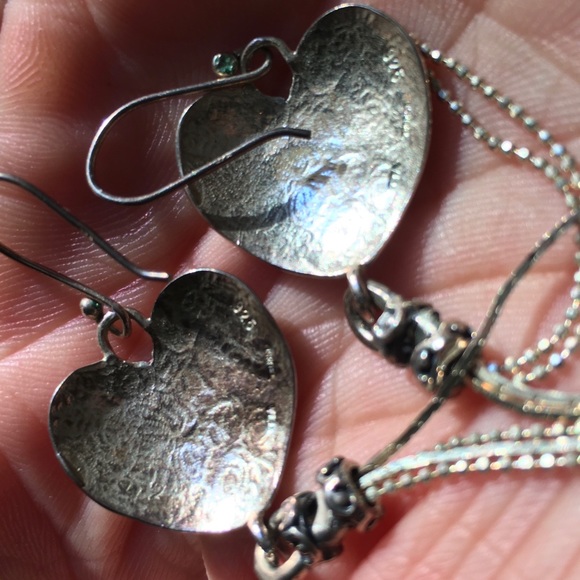 .925 Sterling Silver Heart and Strands Earrings - Picture 8 of 8